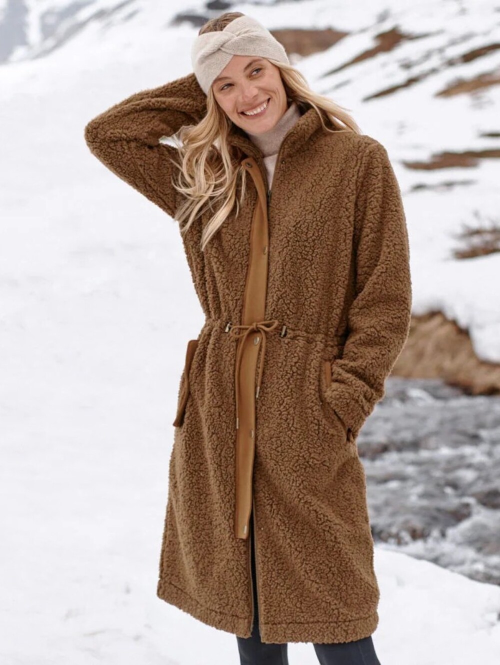 Garnet Hill Cozy Longline Sherpa Coat